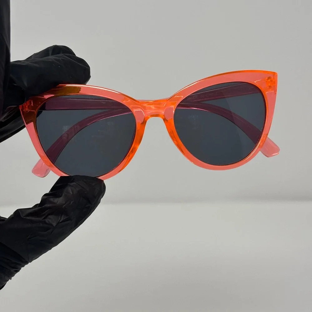 Cat Eye Sunglasses Girls One Size Orange Neon Retro Summer Beach‎